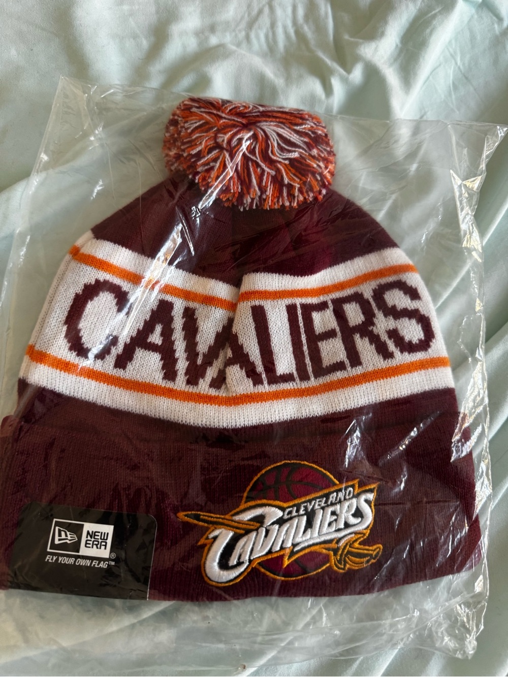 Cleveland Cavaliers Maroon, White & Gold Knit Pom Beanie